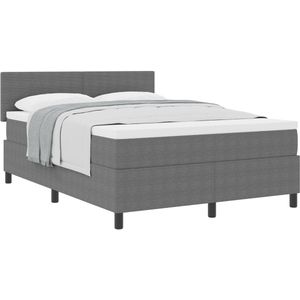 vidaXL - Boxspring - Bed - met - Matras - Lichtgrijs - 140x200 - cm - Ribfluweel - Stof