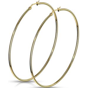 Oorbellen gold plated ringen 75mm ©LMPiercings