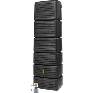 Graf regenton Slim Wood decor 300 L- bruin-met kraantje -met vulautomaat voor ronde regenpijp