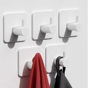 Selbro ® Zelfklevende roestvrijstalen haken, 5 pakjes, extra stevig voor badkamer en keuken, wit
