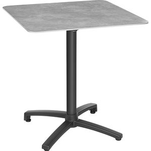 NATERIAL - Tuintafel LIVIA ORIGAMI - 2 personen - Klaptafel - 69,5 x 69,5 x 74 cm - Balkontafel opklapbaar - Aluminium - Gesinterd steen - Marmereffect - Donkergrijs - Bijzettafel tuin