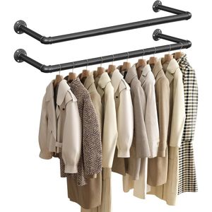 Kledingroedes - industrieel design - set van 2 - zwart - metaal