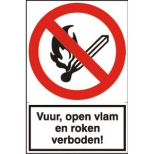 Sticker Vuur, vlam en roken verboden