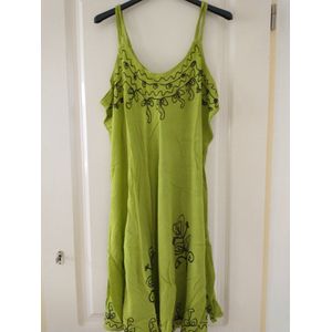 Dames jurk Indra fantasiemotief donker lime groen Maat 36-46 strandjurk one size