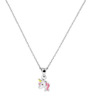 YO&NO -  Ketting - Zilver - Anker -  Eenhoorn -  1,1 mm  36 + 4 cm - Kinderen - Gerhodineerd - Zilver 925