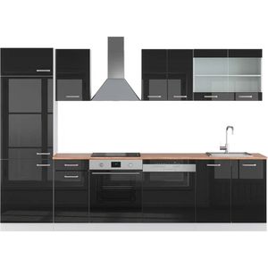 Vicco R-Line Complete keukeneenheid – 300 cm , WB Eik Zwart hoogglans/wit , WB Eik