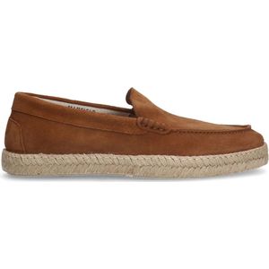 Manfield - Heren - Cognac suède espadrilles - Maat 40