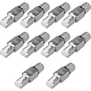 kwmobile 10x RJ45-stekker - Set van 10 Cat6A RJ45 netwerkstekkers - Voor het aansluiten van netwerkkabels - Afgeschermd - Gereedschapsloos