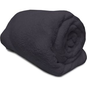 Plaid Zwart - Caviar - 150x200 - 100% polyester - fake flannel - extra zacht