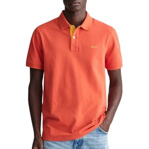 Gant Reg Contrast Rugger Korte Mouw Poloshirt Oranje M Man