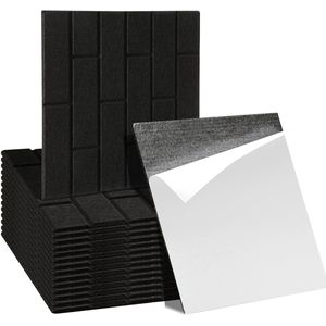 18 stuks Akoestische panelen Vierkante baksteen Wandpanelen Geluidspanelen Plaktegels Zwart