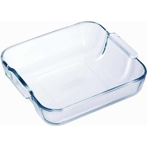3x Vierkante glazen ovenschaal 1,2 liter 21 x 21 x 6,5 cm - Ovenschotel schalen - Bakvorm