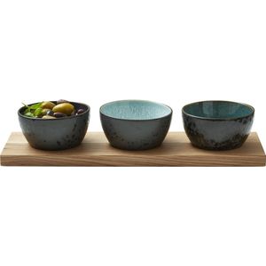 Serveerschalen Set Bitz Black Stoneware (4-delig)