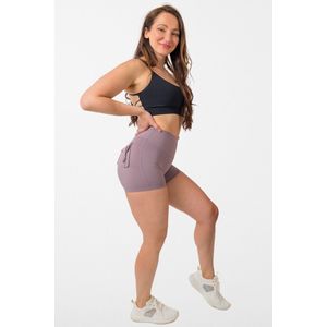 Peachy Bum Pocket Shorts – Scrunch Butt – Sportkleding dames – Sportbroek dames – Korte Legging – Korte Broek – Paars – Maat L