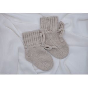 Bimbi - Merino wol Babyslofjes - Sand - Booties - Oeko Tex Standard Gecertificeerd