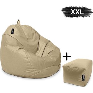 Casacomfy – Pear XXL – Zitzak met Voetenbankje – Beige – Waterbestendig