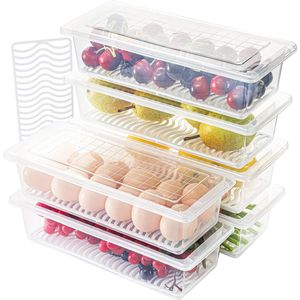 Produce Saver Containers, 1,5 liter Voedselopbergcontainers voor in de koelkast met deksel, Houdt vlees, vis vers en droog (pak van 6)