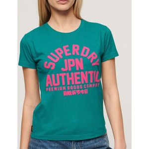 Superdry Puff Print Archive Fitted T-shirt Met Korte Mouwen Blauw XS Vrouw