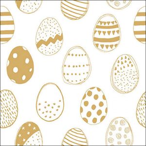 Servetten 20pcs / 33 x 33cm, Easter eggs all over gold