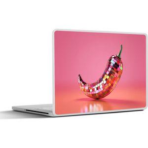Laptop sticker - 12.3 inch - Peper - Disco - Rood - Glitter - 30x22cm - Laptopstickers - Laptop skin - Cover