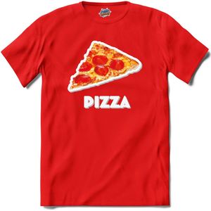Pizza - grappig verjaardag kleding cadeau - eten teksten - T-Shirt - Heren - Rood - Maat XXL