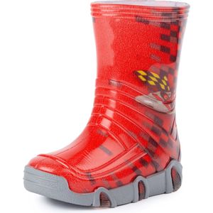 Ladeheid Kinder Regenlaarzen - Jongens Meisjes Antislip Zool - PVC -LA-ZT-SzuwarekBW - Rot Auto - 33/34