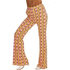 Widmann - Hippie Kostuum - Groovy Gwendolyn 70s Dames Broek, Lps Vrouw - Oranje - Small / Medium - Carnavalskleding - Verkleedkleding