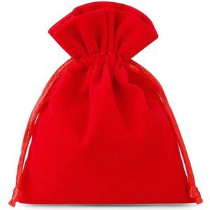 Velours / Fluweel Zakjes – 10x13cm – 10 stuks – Rood – Sieradenzakjes – Cadeauzakjes