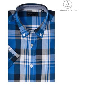 Chirs Cayne heren overhemd - blouse KM heren - blauwe ruit - 2200 - maat 3XL
