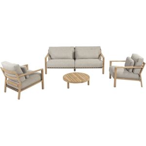 Lucas stoel bank loungeset 4 delig naturel teak 4 Seasons Outdoor