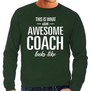 Awesome Coach - geweldige trainer cadeau sweater groen heren - bedankje / verjaardag cadeau XL