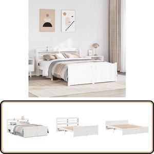 vidaXL Bedframe met hoofdeinde zonder matras 160x200 cm wit
