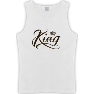 Witte Tanktop met  "" King "" print Zwart size XXL