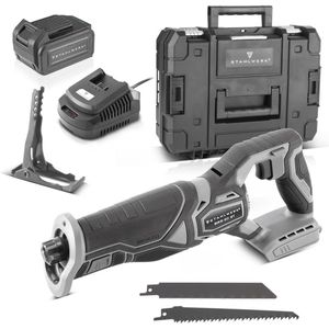 Accu Reciprozaag 20 Volt met 4 Ah Li Ion - Universele Decoupeerzaag voor Hout, Metaal en Kunststof