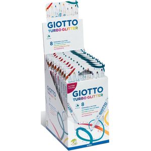 Giotto Turbo Glitter viltstiften, kartonnen etui met 8 stuks in geassorteerde kleuren 20 stuks