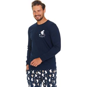 Doctor Nap Heren Pyjama Lange Mouw Lange Broek Winter Kerst Matching Gezin Familie Dreams Deep Blue PMB.7112 2XL