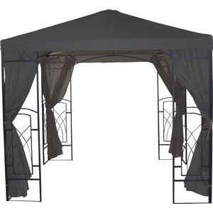 Partytent| Tuin paviljoen 2,5x2,5 m| 100% Waterdicht| Met zijwanden| Kleur Antraciet| Beauty