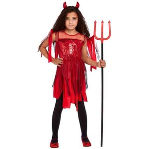 Smiffy's - Duivel Kostuum - Rode Duivel - Meisje - - Medium - Halloween - Verkleedkleding
