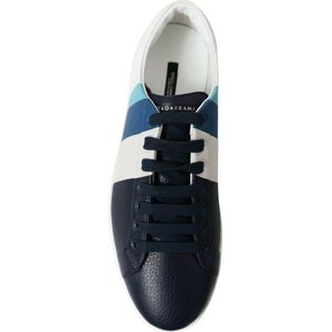 Leren Lage Sneakers Met Blauwe Details
