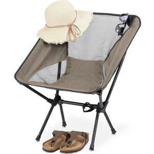 opvouwbare lichtgewicht campingstoel met tas - compact voor festival en picknick - lage kampeerstoel beige