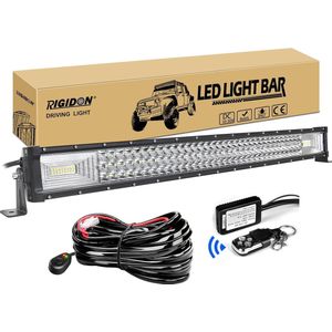 RIGIDON 32 inch 80 cm, 405 W, led-lichtbalk met 12 V stroboscoop, kabelbundelset, led-lichtbalk, voor offroad, voertuigen, vrachtwagens, SUV's, ATV, 4 x 4, 6000 K