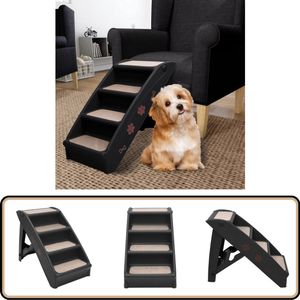 vidaXL Hondentrap inklapbaar zwart 62x40x49,5 cm Honden Trappen - Kattrappen - Huisdierentrap - Opvouwbare Trap - Hond Stapeling