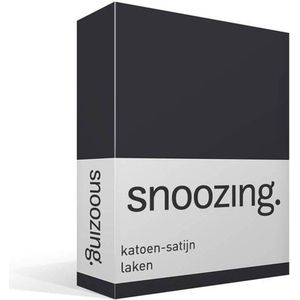 Snoozing - Katoen-satijn - Laken - Eenpersoons - 150x260 cm - Antraciet