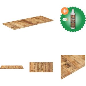 vidaXL Tafelblad 25-27 mm 140x60 cm massief mangohout - Tafelonderdeel - Inclusief Houtreiniger en verfrisser