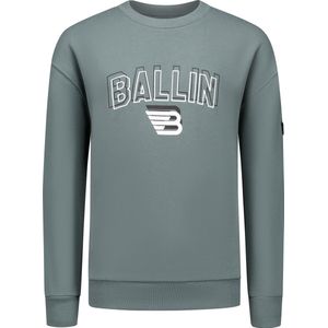 Ballin Amsterdam - Jongens Oversized fit Sweaters Crewneck LS - Army Green - Maat 14