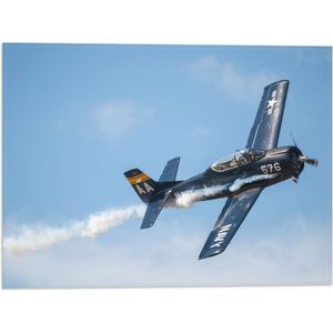 WallClassics - Vlag - Minnie Blauw Vliegtuig in de Lucht - 40x30 cm Foto op Polyester Vlag