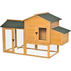 DailySupplies® Kippenhok - Kippenren - Kippenhok met Ren - Konijnenhok - Konijnenren - Bruin