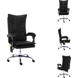 vidaXL Ergonomische kantoorstoel - Massage en ligfunctie - Zwart - Kunstleer - 64x68x(113-120) cm - 110 kg draagvermogen - Bureaustoel