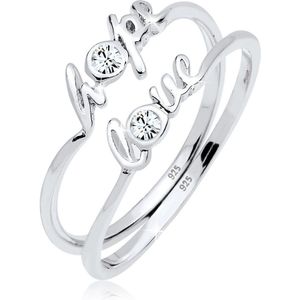 Elli Dames Ring Dames Hoop Liefde met Kristallen in 925 Sterling Zilver