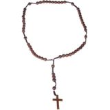 Carnaval verkleed sieraden - Rozenkrans ketting van hout voor priesters/nonnen